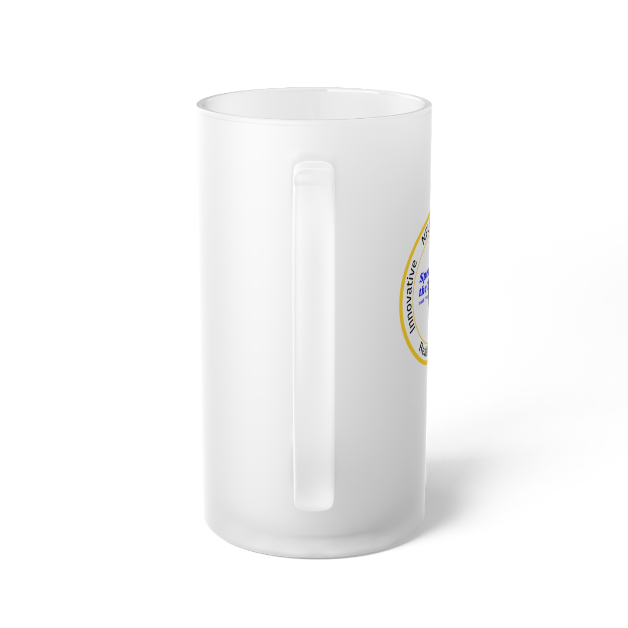 Frosted Glass Beer Mug — Vintage Crest Brewstein Logo Beer Stein - Image 3